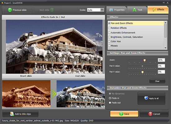Smart slideshow maker: slide editing