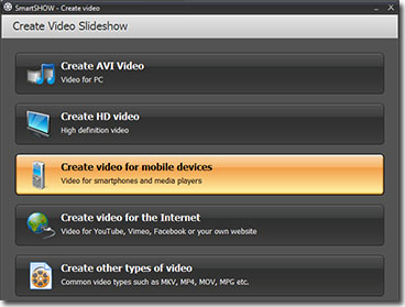 Video conversion options in SmartShow
